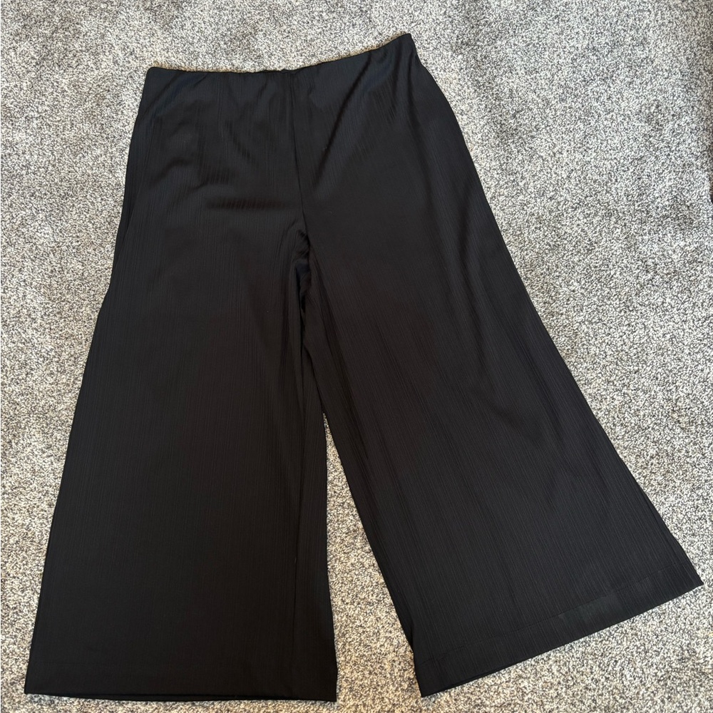 Joie Black Wide-Leg Ribbed cropped Pants